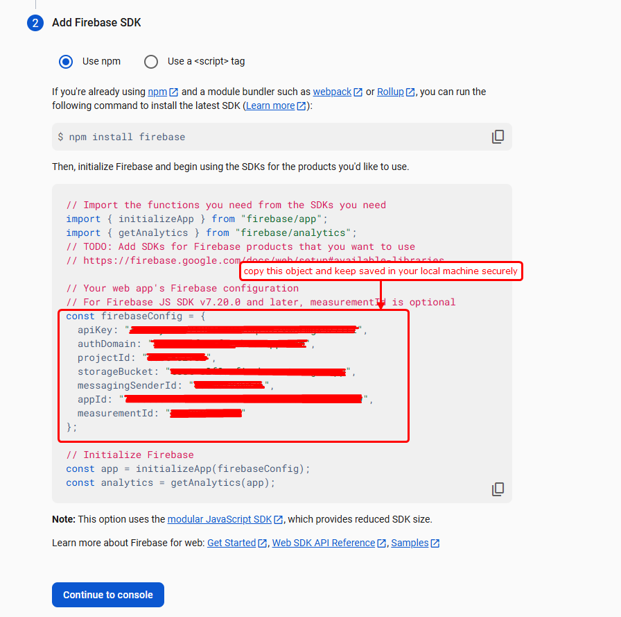 firebase setup